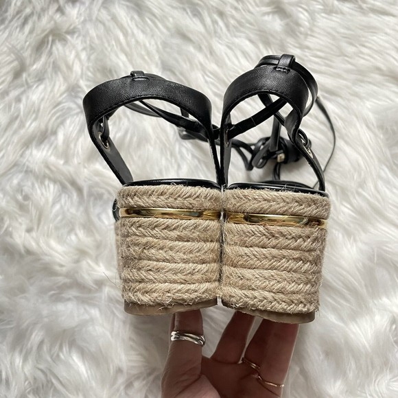 Bleecker & Bond Odette Tiger Calf Hair Espadrille Wedge Sandals 6.5M Leather - Picture 9 of 16